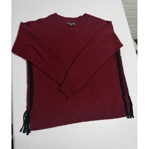Elliott Lauren Womens Sweater Medium Maroon Side Detail Cotton Wool Cashmere